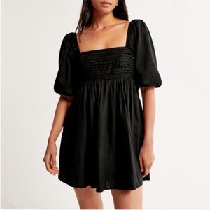 Abercrombie & Fitch Emerson Poplin Puff Sleeve Mini Dress Black Size S